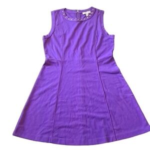 Michael Kors Purple dress gold studded neckline /zipper Size 14